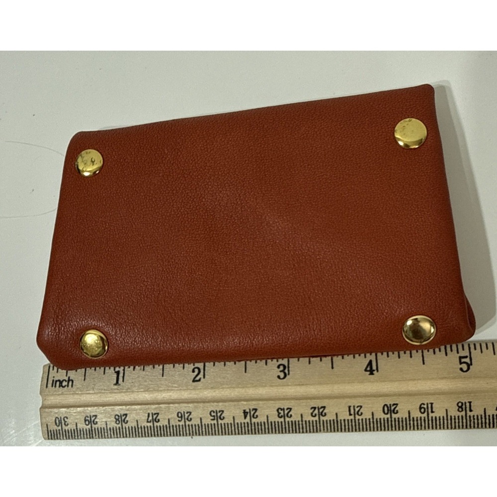 T Nobile Italy Made Burnt Orange Leather Coin ID Pouch Snap Close Quality Unisex - Picture 10 of 10